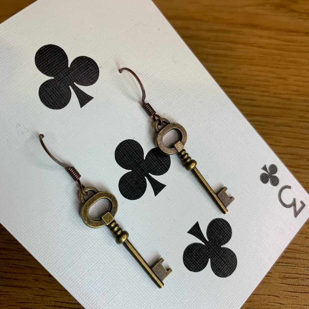 Small Bronze Key Earrings
